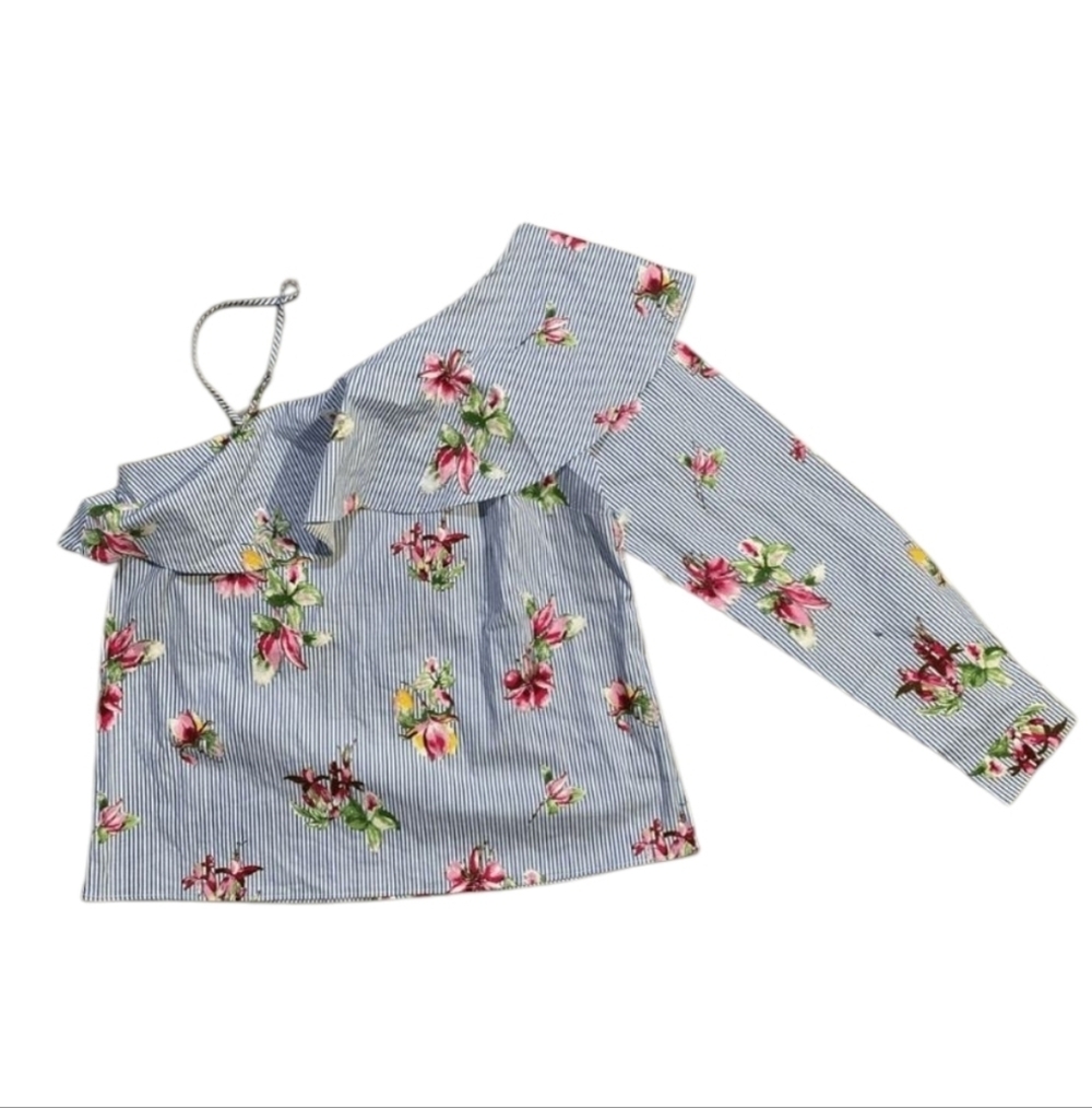 Lumiere Floral Striped One Shoulder Small Blouse NWT - Picture 6 of 12